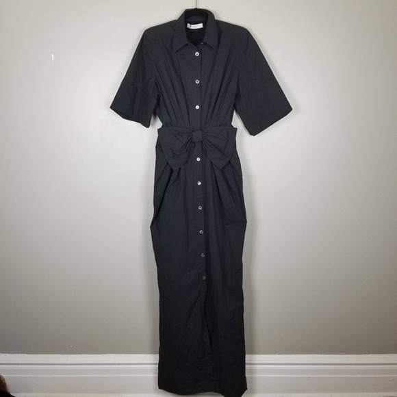 Viktor & Rolf button up fitted black long dress gown, size 40, bow belt - Picture 1 of 11